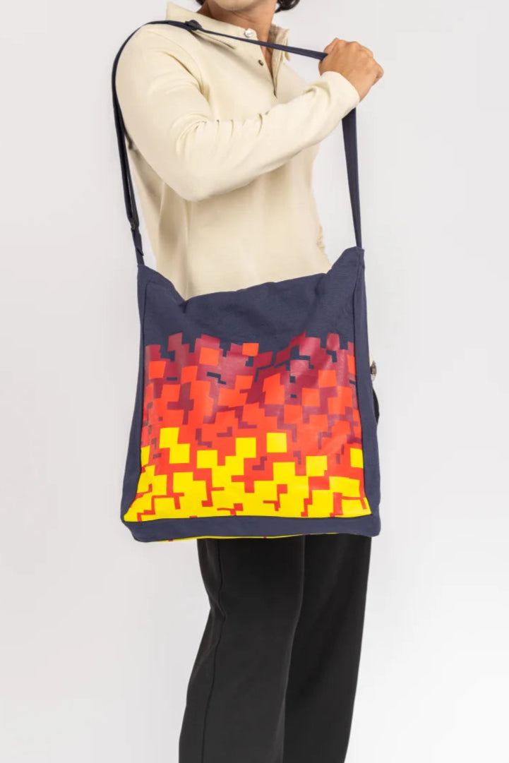 Fire Pixel Blue Tote