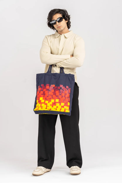 Fire Pixel Blue Tote